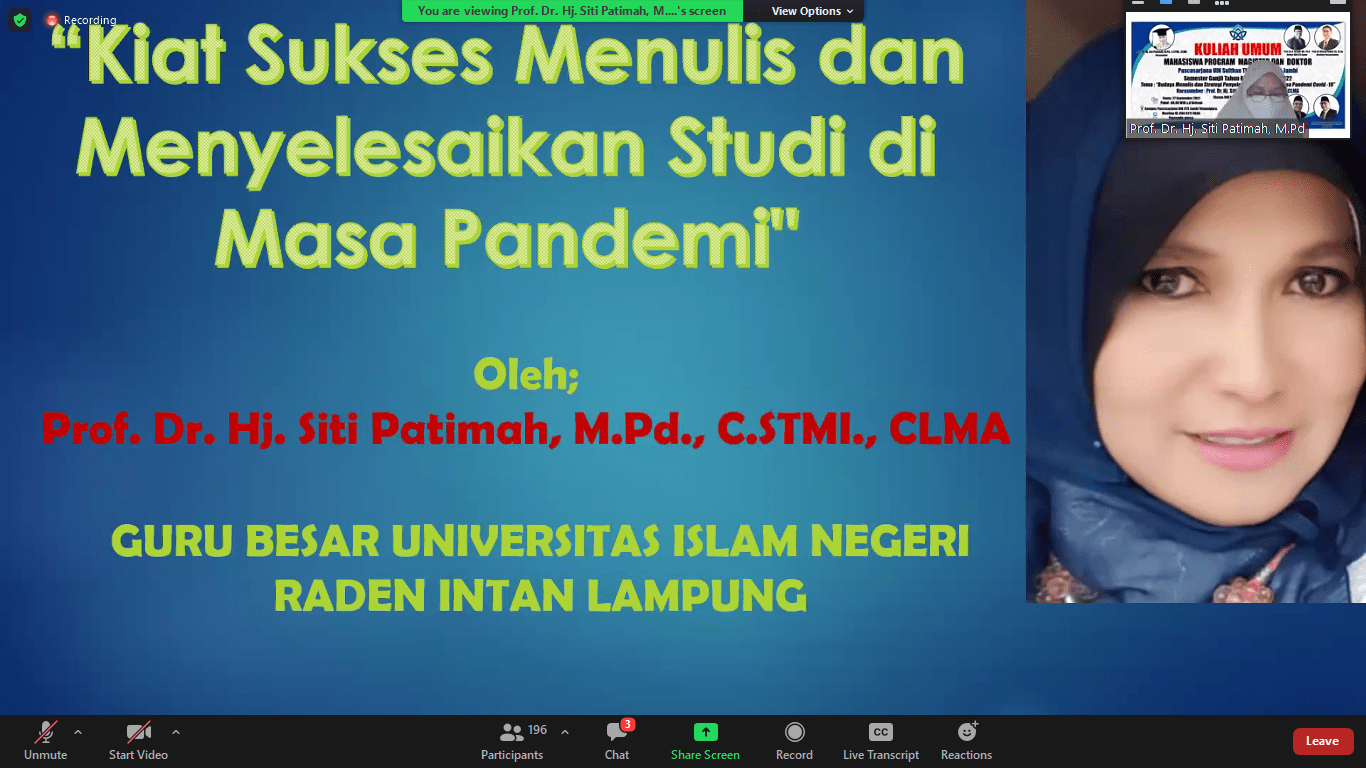 Kuliah Umum Pascasarjana : Strategi Penyelesaian Studi Kuliah Umum Pascasarjana : Strategi Penyelesaian Studi