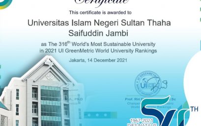 The Most Sustainable University : Membanggakan, UIN Jambi Lampaui 169 Perguruan Tinggi Dunia