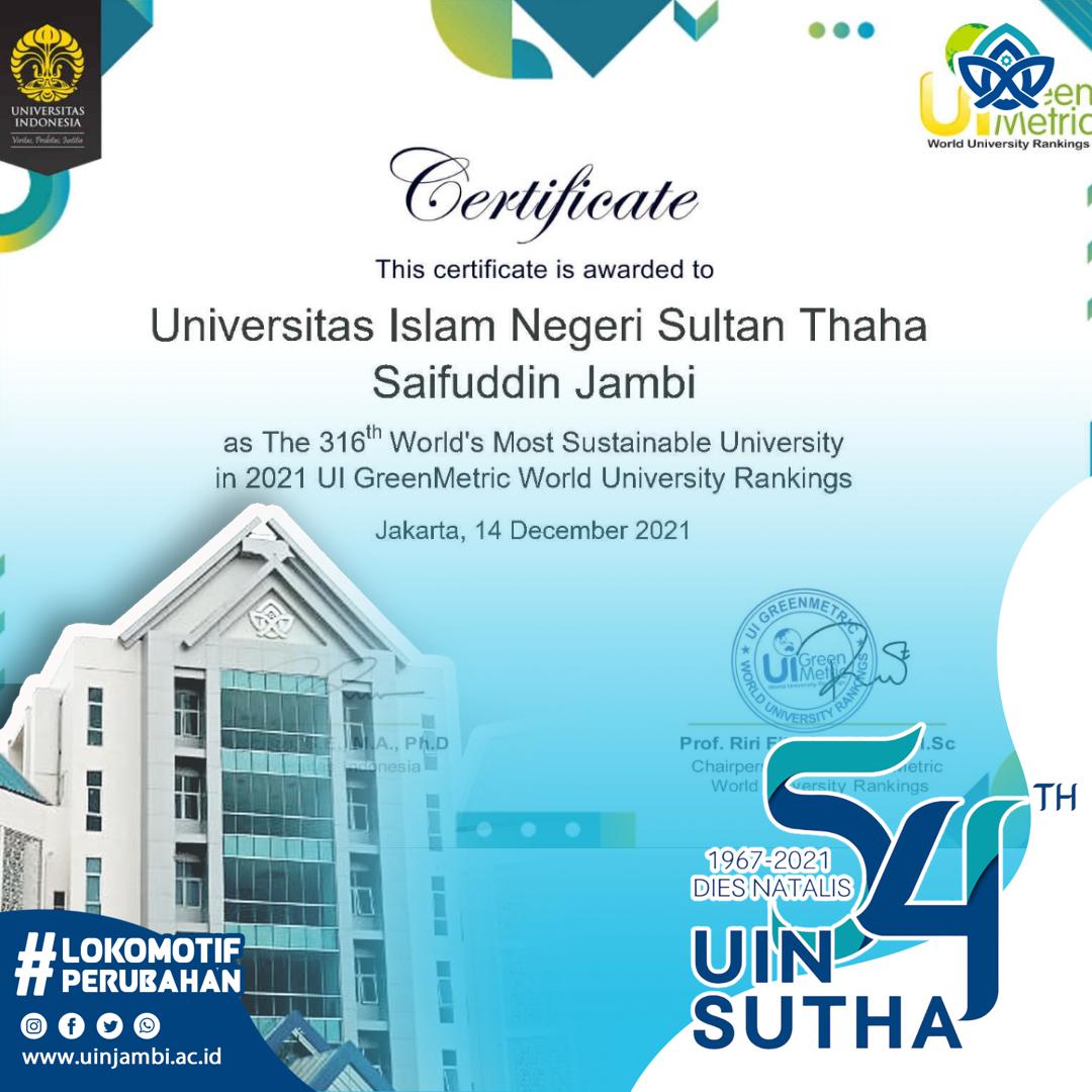 The Most Sustainable University : Membanggakan, UIN Jambi Lampaui 169 Perguruan Tinggi Dunia The Most Sustainable University : Membanggakan, UIN Jambi Lampaui 169 Perguruan Tinggi Dunia
