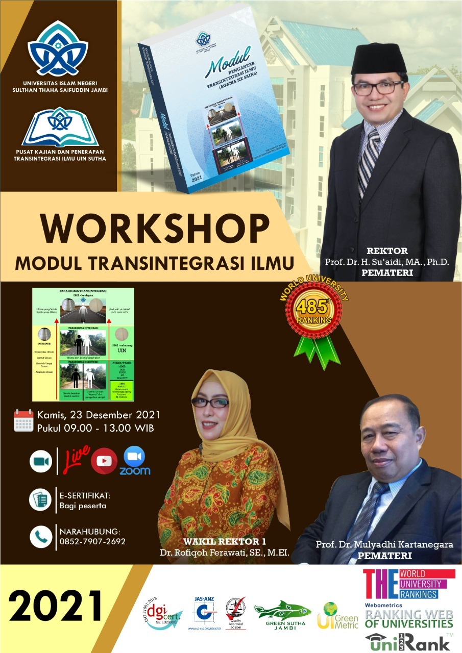 Rektor UIN Sulthan Thaha Saifuddin Jambi Buka Workshop Modul Transintegrasi Ilmu bersama Prof. Dr. Mulyadhi Kartanegara