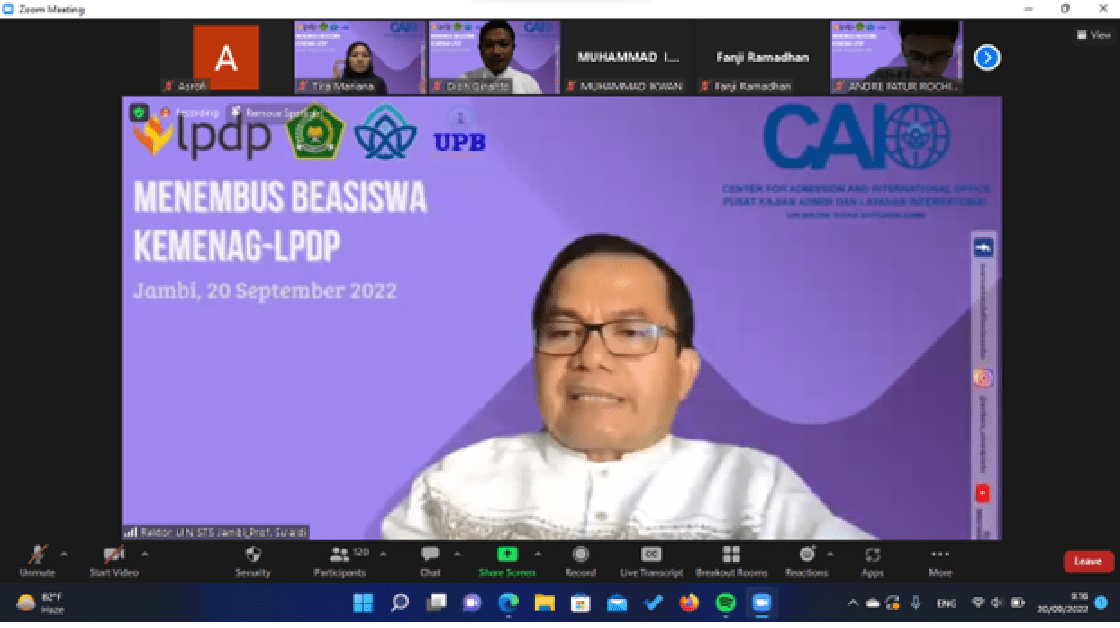 Rektor Prof. Su’aidi: Harus Lebih Banyak Alumni UIN Jambi Kuliah ke Luar Negeri Rektor Prof. Su’aidi: Harus Lebih Banyak Alumni UIN Jambi Kuliah ke Luar Negeri