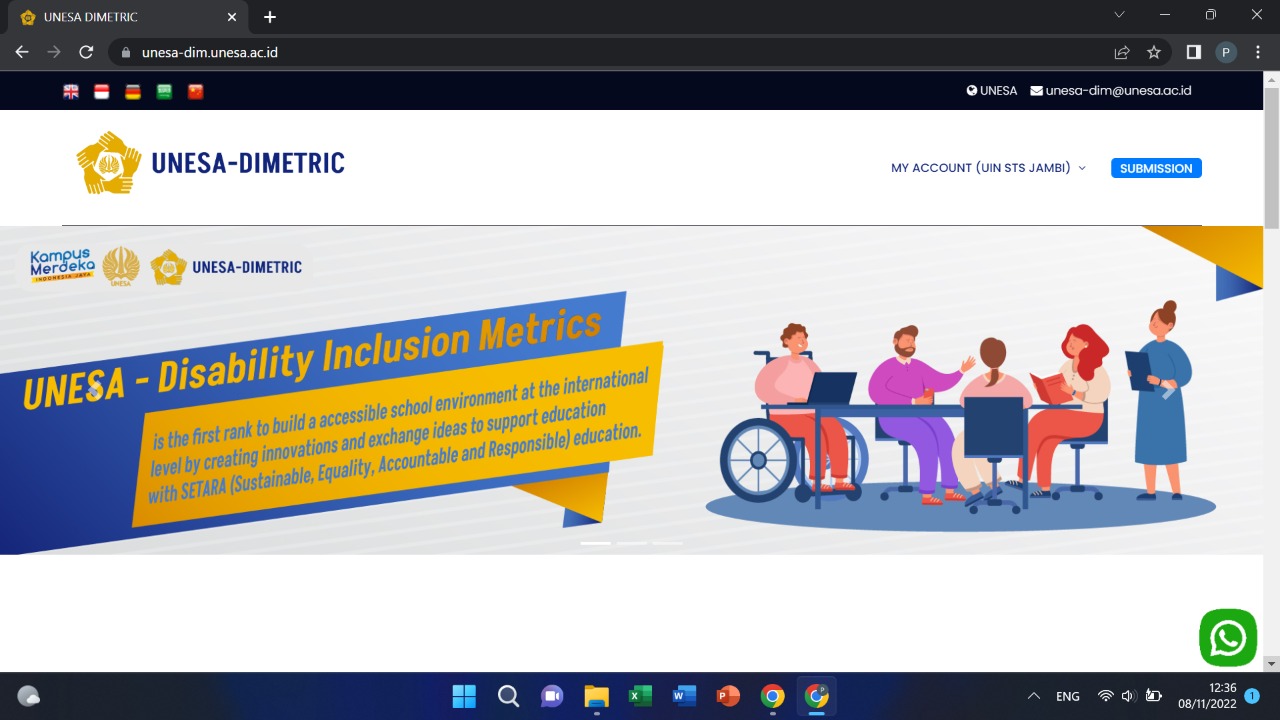 Pusat Kajian Disabilitas UIN STS Jambi Submit Borang UNESA-Dimetric