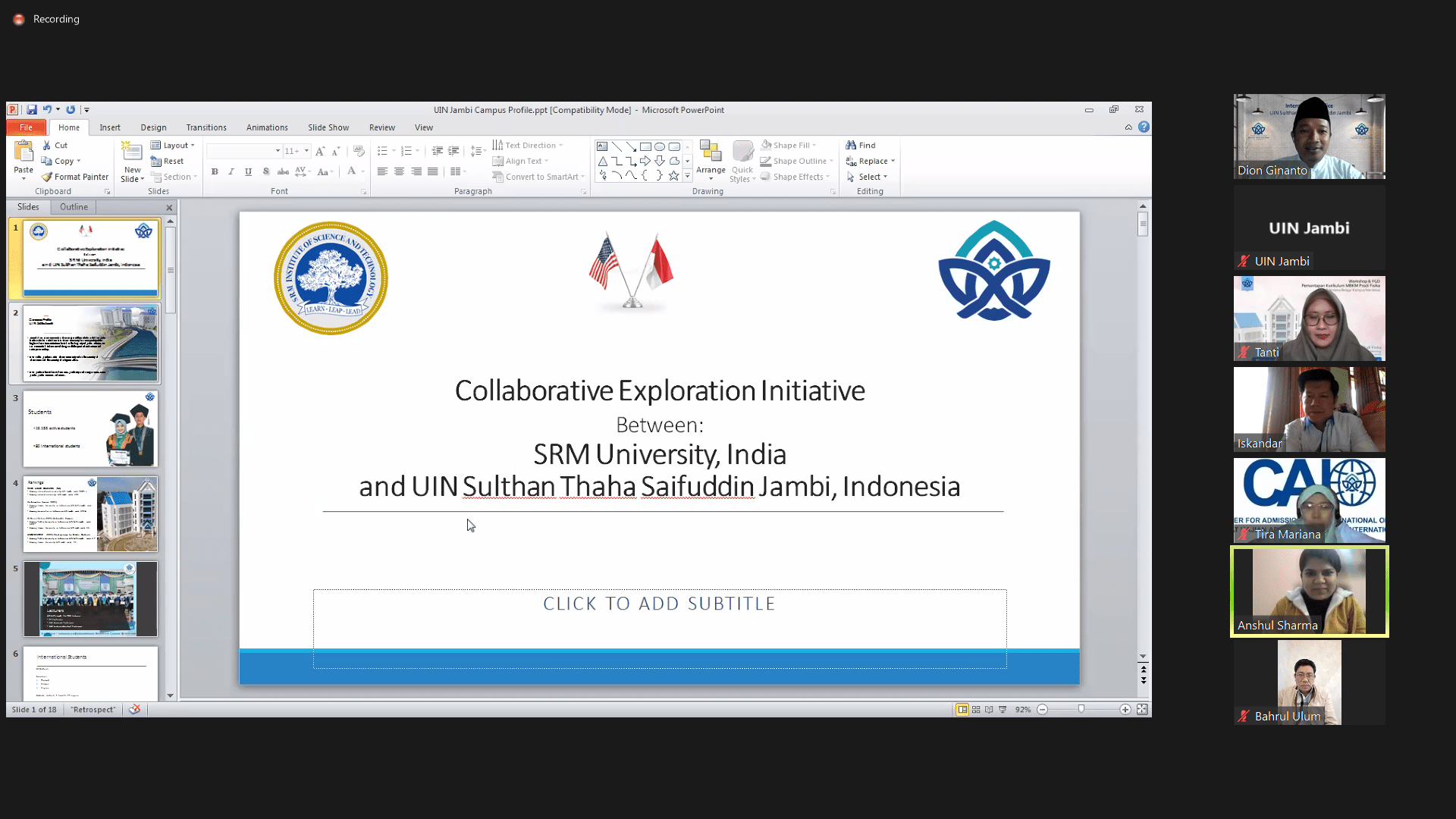 SRM University India Adakan Penjajakan Kerjasama Dengan UIN Jambi SRM University India Adakan Penjajakan Kerjasama Dengan UIN Jambi