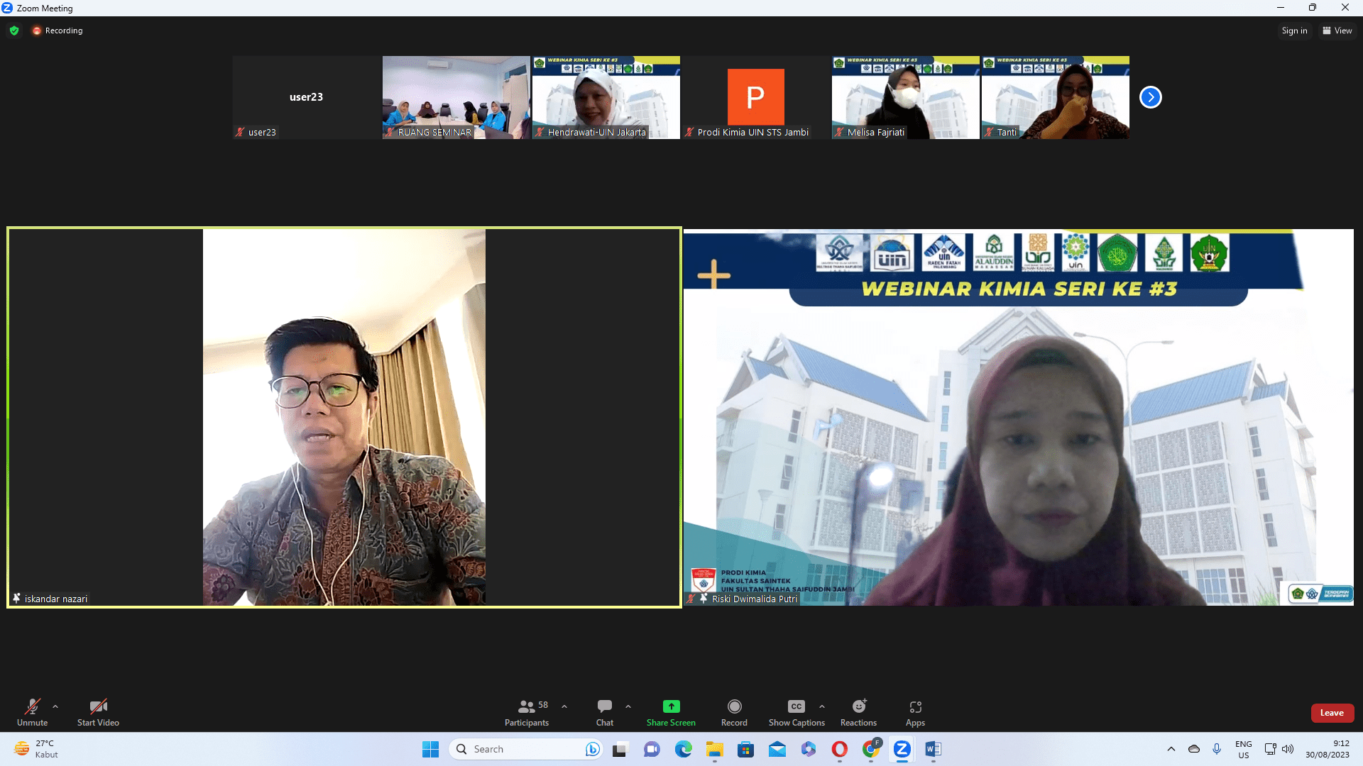 Prodi Kimia Selenggarakan Webinar Rutin Ke-3 Prodi Kimia Selenggarakan Webinar Rutin Ke-3